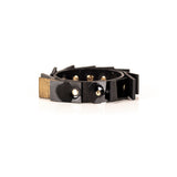 The Peaceful Black and Gold Leather Cuff