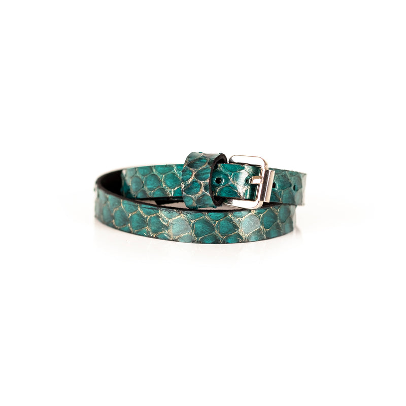 The Snake Skin Leather Double Wrap Bracelet