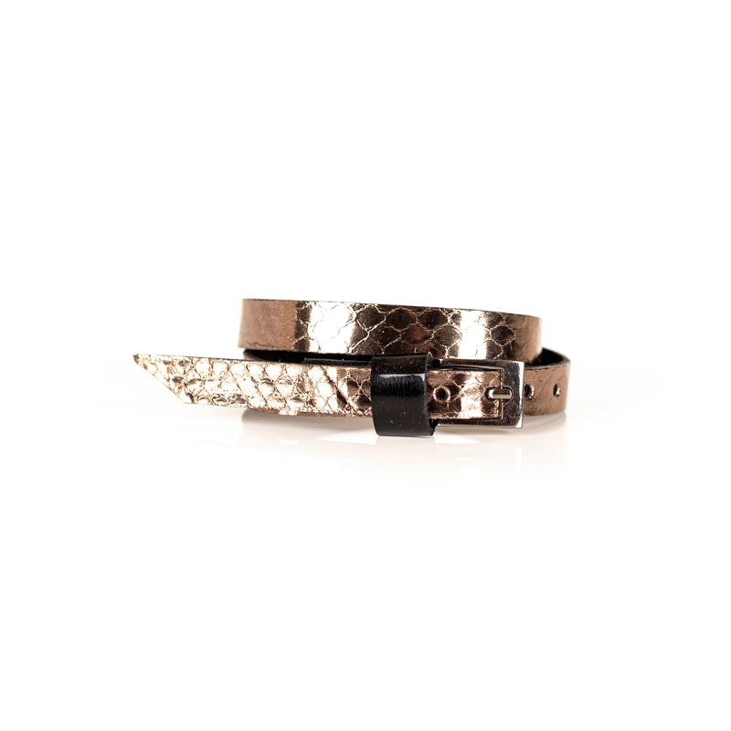 The Snake Skin Leather Double Wrap Bracelet