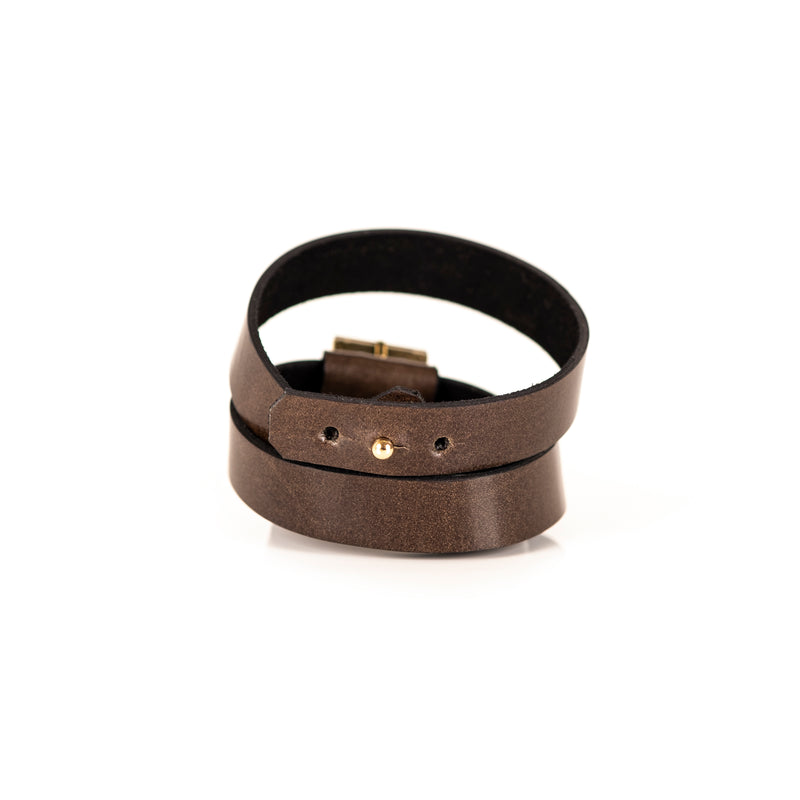 The Wide Leather Triple Wrap Bracelet With Swarovski Crystals