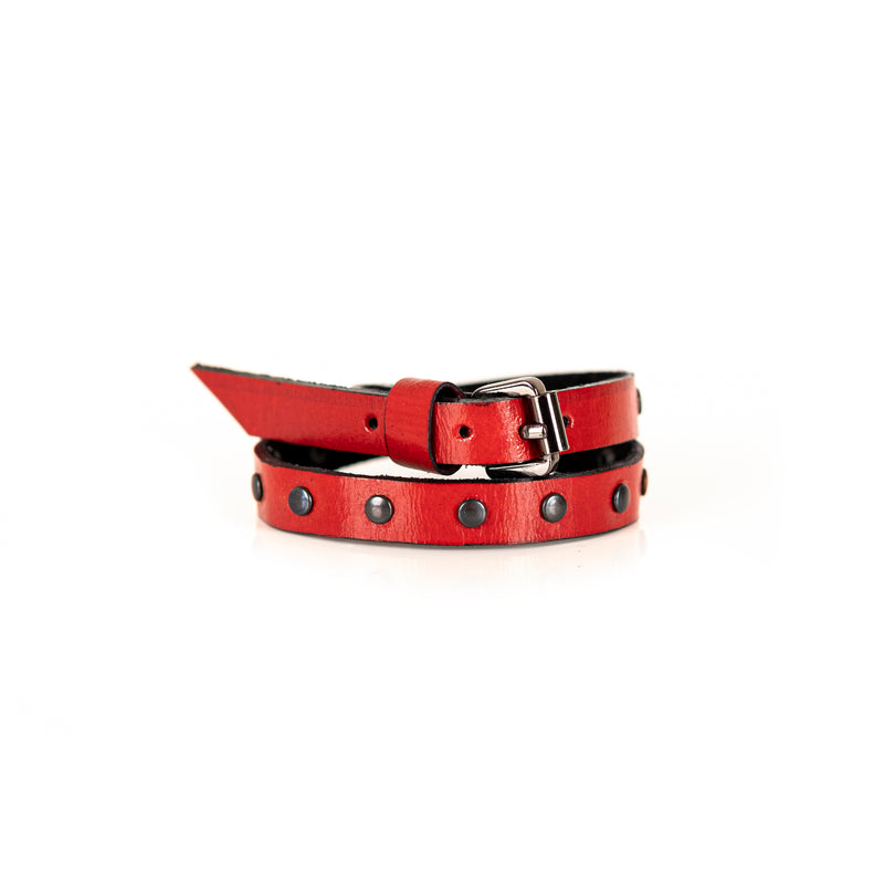 The Leather Double Wrap Bracelet With Studs