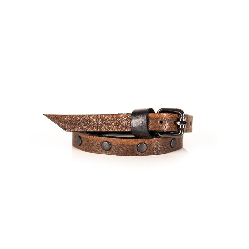 The Leather Double Wrap Bracelet With Studs