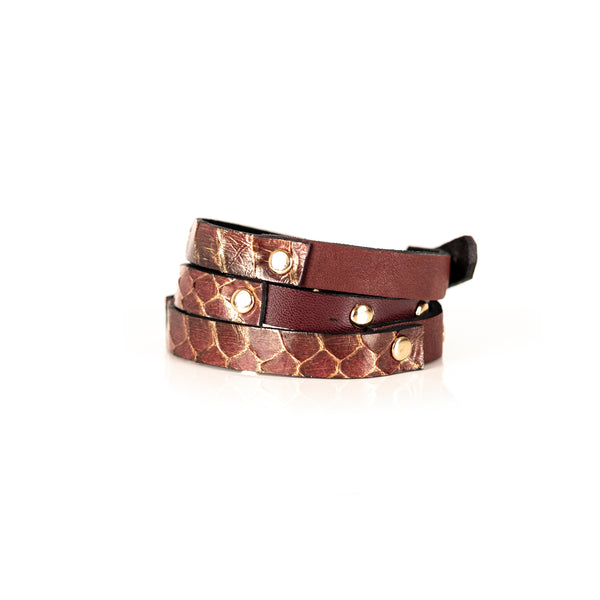 The Leather Triple Wrap Bracelet With Studs