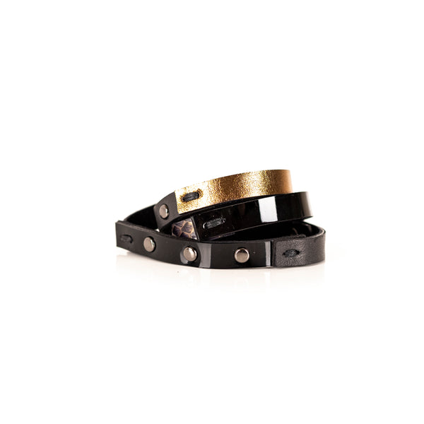 The Leather Triple Wrap Bracelet With Studs