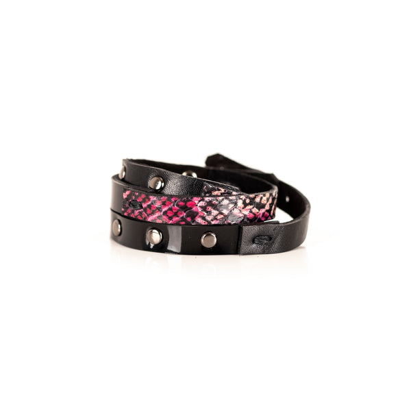 The Leather Triple Wrap Bracelet With Studs