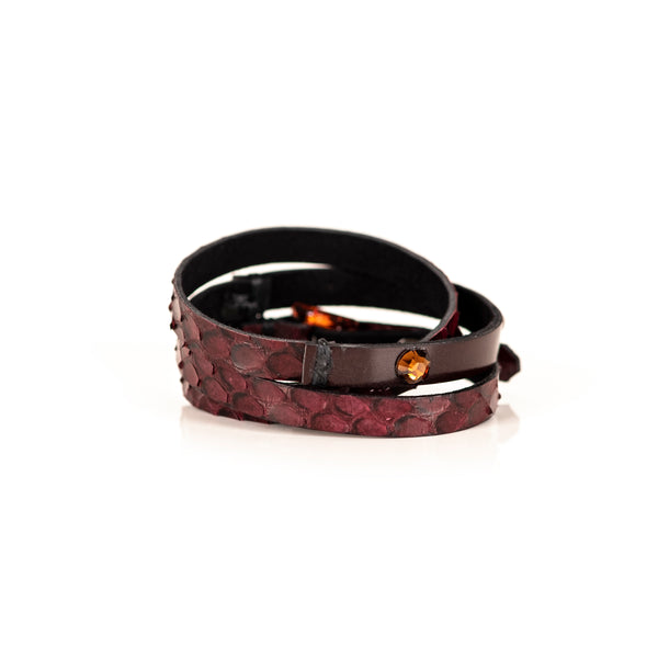 The Leather Triple Wrap Bracelet With Swarovski Crystals and Studs