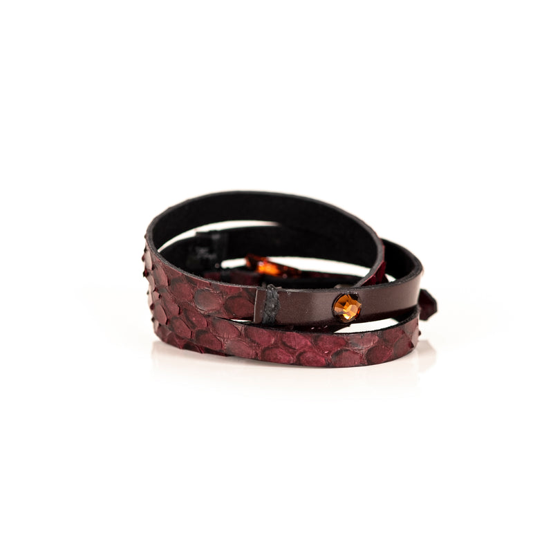 The Leather Triple Wrap Bracelet With Swarovski Crystals and Studs