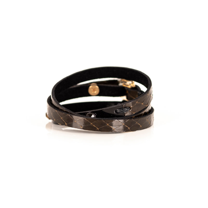 The Leather Triple Wrap Bracelet With Swarovski Crystals and Studs
