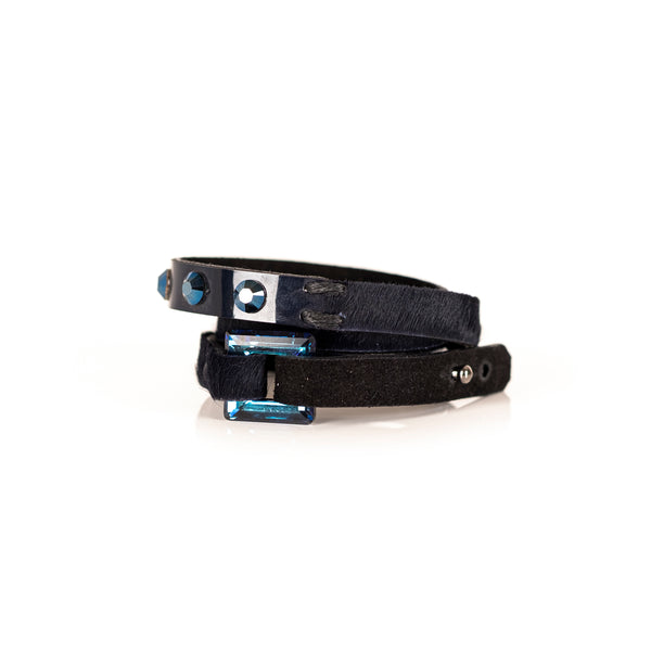 The Leather Triple Wrap Bracelet With Swarovski Crystals