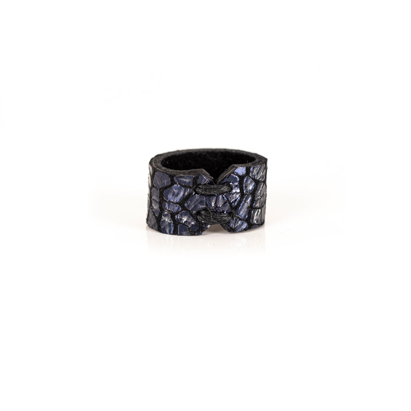 The Minimalist Shiny Navy Blue Leather Ring