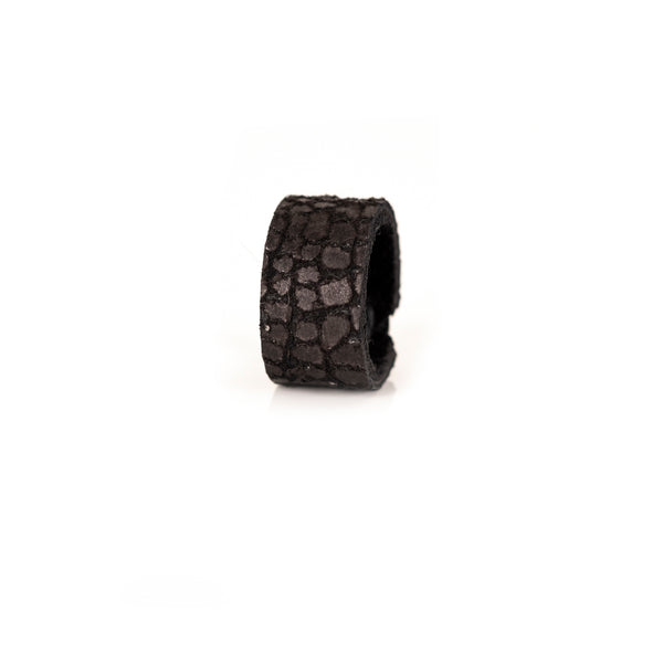 The Minimalist Embossed Matte Black Leather Ring