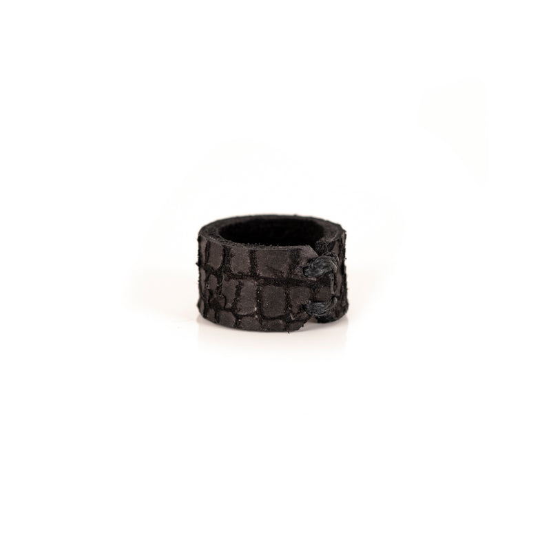 The Minimalist Embossed Matte Black Leather Ring