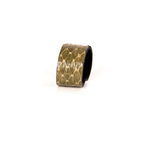 The Minimalist Olive Green Leather Ring