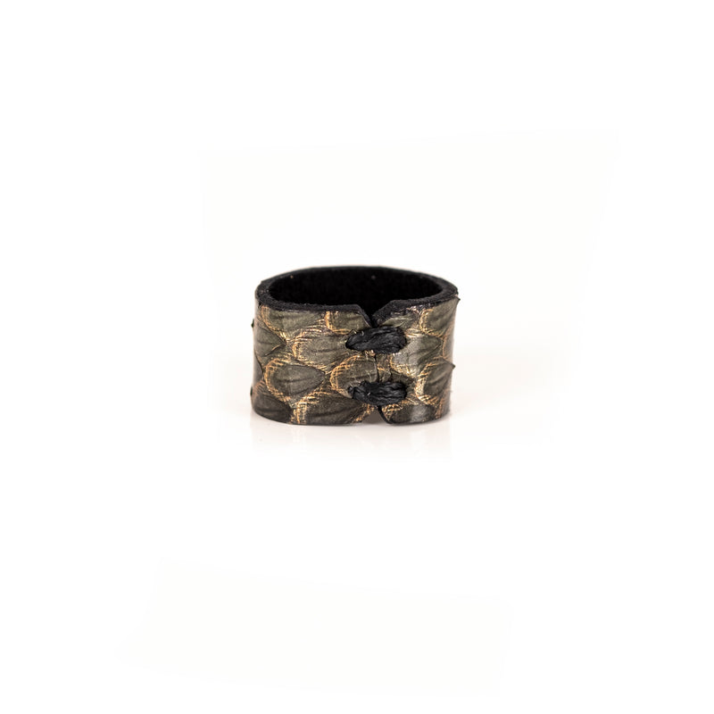 The Minimalist Army Green Leather Ring