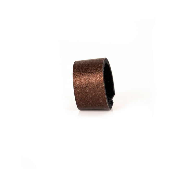 The Minimalist Metallic Brown Leather Ring