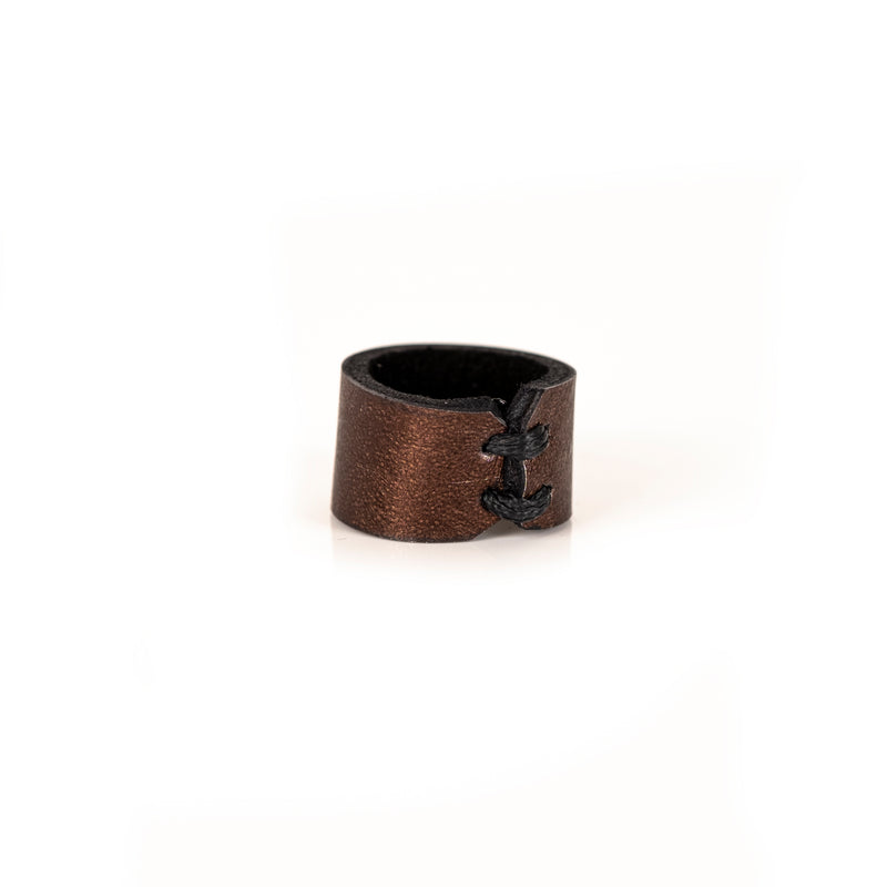 The Minimalist Metallic Brown Leather Ring