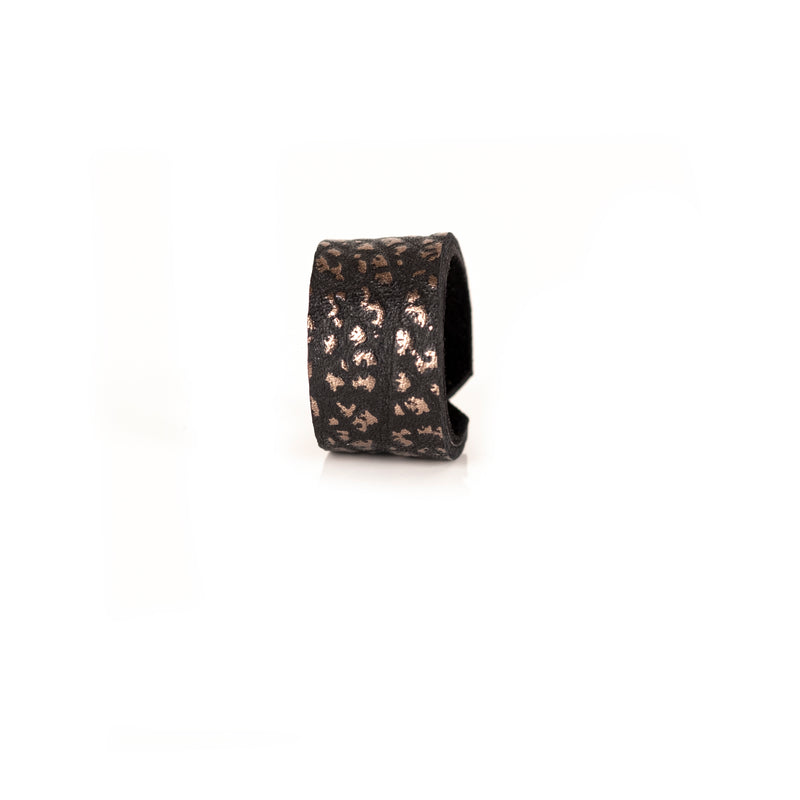 The Minimalist Matte Black and Gold Leather Ring