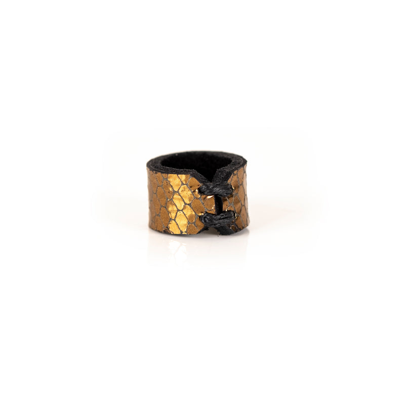 The Minimalist Shiny Gold Leather Ring