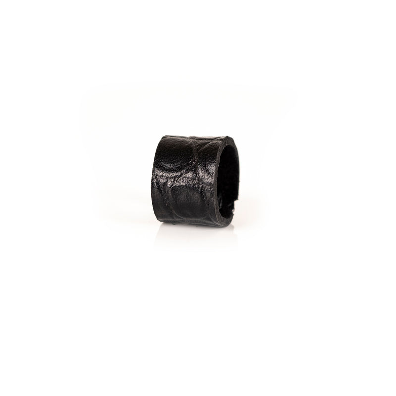 The Minimalist Embossed Black Leather Ring