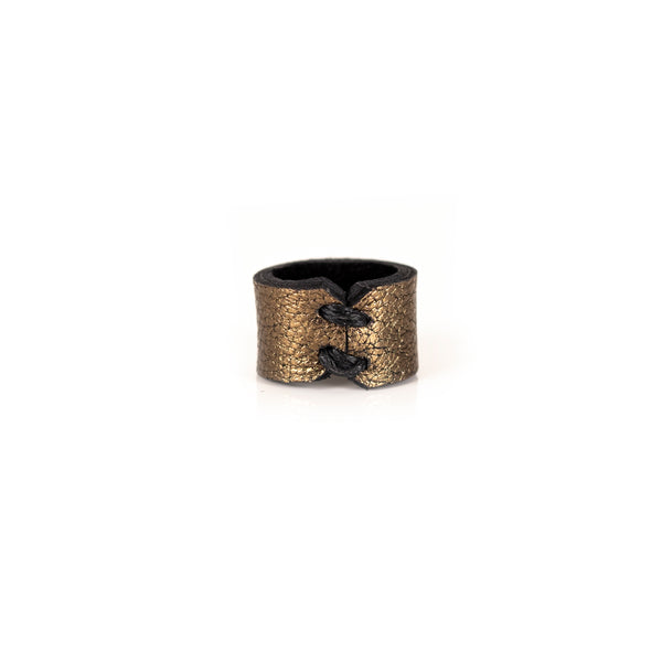 The Minimalist Metallic Gold Leather Ring