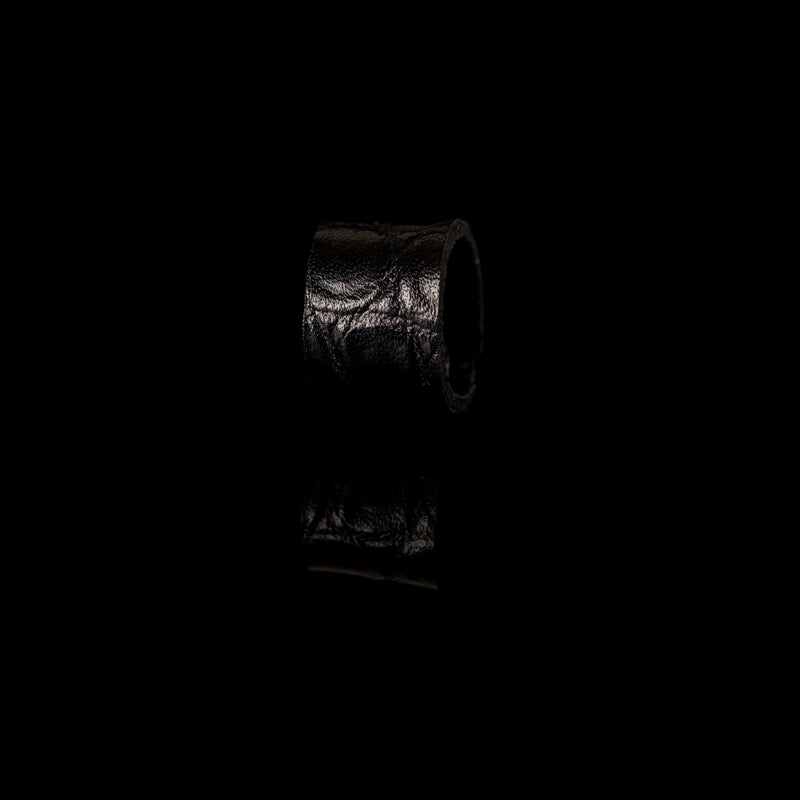 The Minimalist Embossed Black Leather Ring