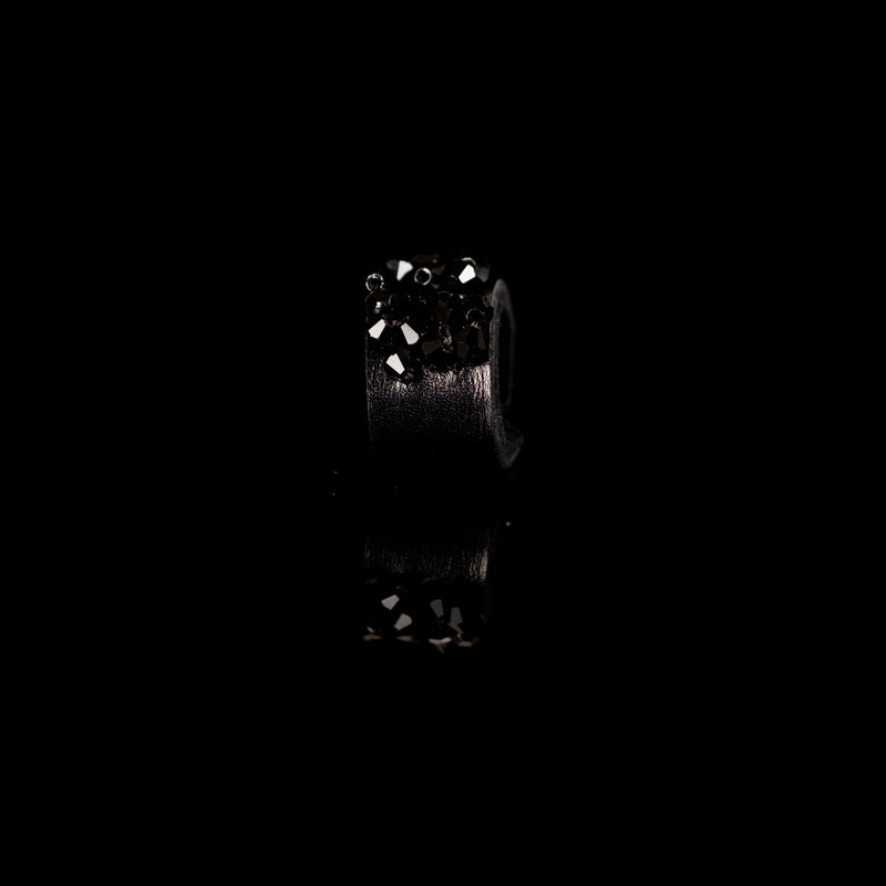 The Minimalist Black Leather Ring with Beads