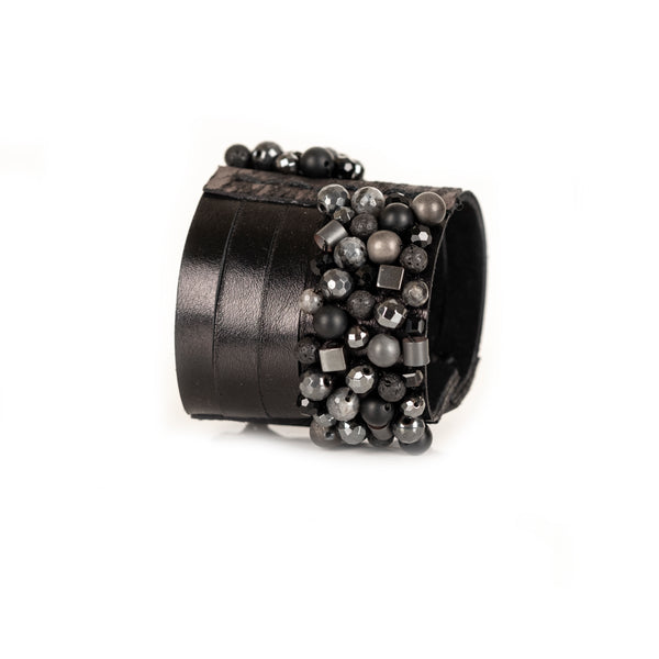 The Vivid Leather Cuff With Beads