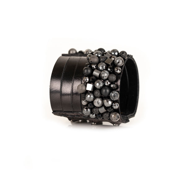 The Vivid Leather Cuff With Beads