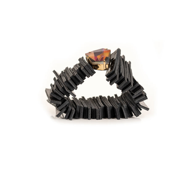 The Domino Black Leather Cuff