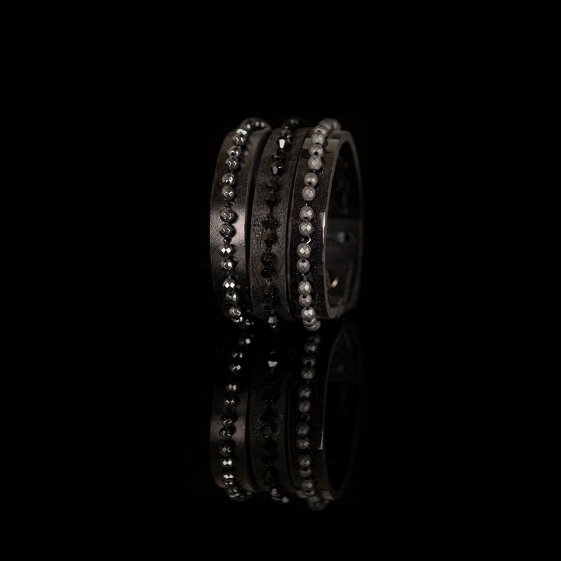 The Black and Silver Trio Bracelet with Beads