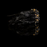 The Feather Black and Gold Leather Cuff