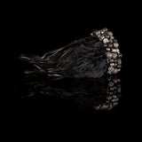The Feather Black and Silver Leather Cuff