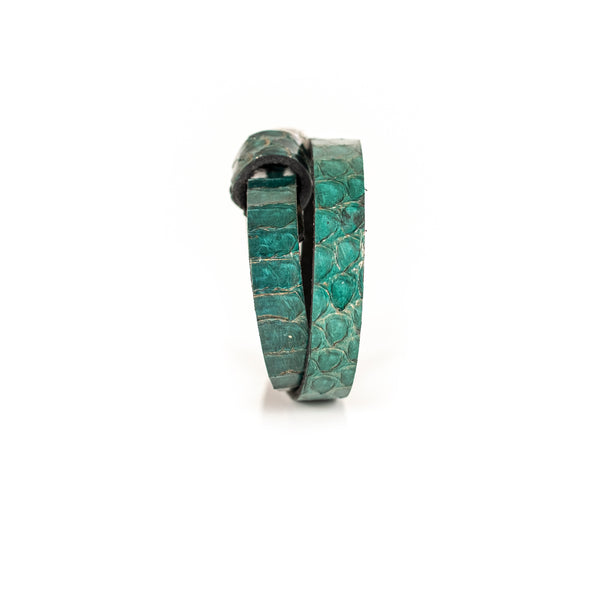 The Tiger Double Wrap Green Leather Bracelet