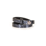 The Tiger Double Wrap Navy Leather Bracelet
