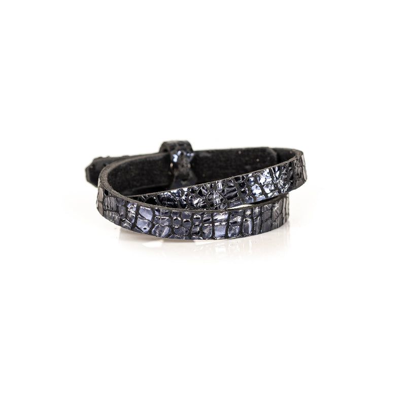 The Tiger Double Wrap Navy Leather Bracelet
