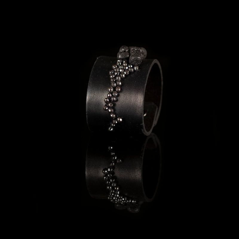The Black Lava Leather Cuff