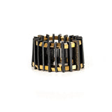 The Domino Black Leather Bracelet With Gold