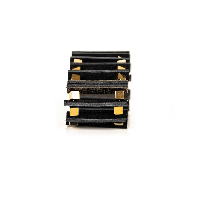 The Domino Black Leather Bracelet With Gold