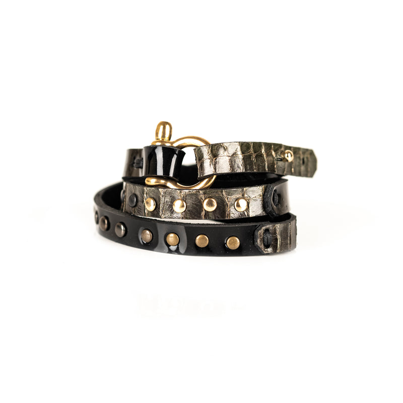 The Buckle Olive Leather Double Wrap