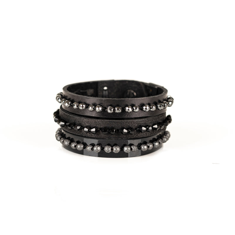 The Black and Silver Trio Bracelet with Beads
