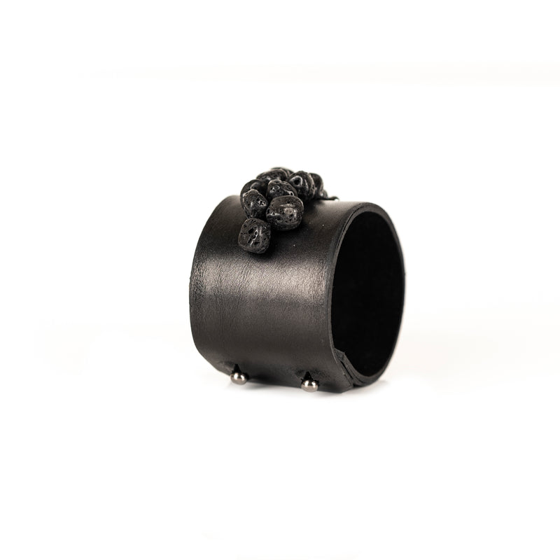 The Black Lava Leather Cuff