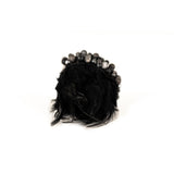 The Feather Black and Silver Leather Cuff