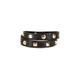 The Black and Gold Double Wrap bracelet with Studs