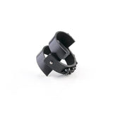 The Trendy Black Leather Cuff With Beads