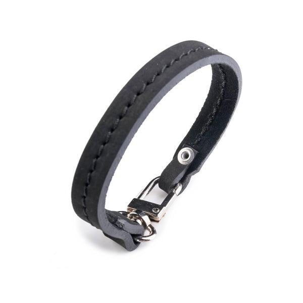 The Buckled Slim Black Leather Bracelet