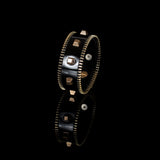 The Gold Zipper Leather Cuff with Studs
