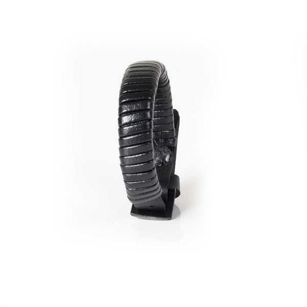 The Spiral Black Leather Bracelet