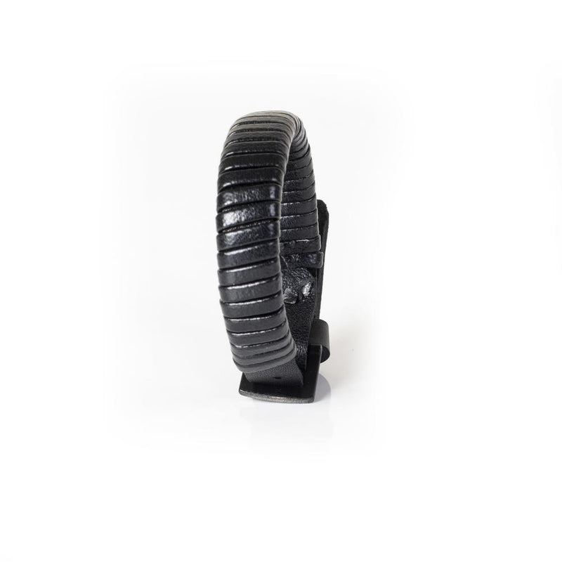 The Spiral Black Leather Bracelet
