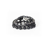 The Skull Beaded Gray Bracelet Set