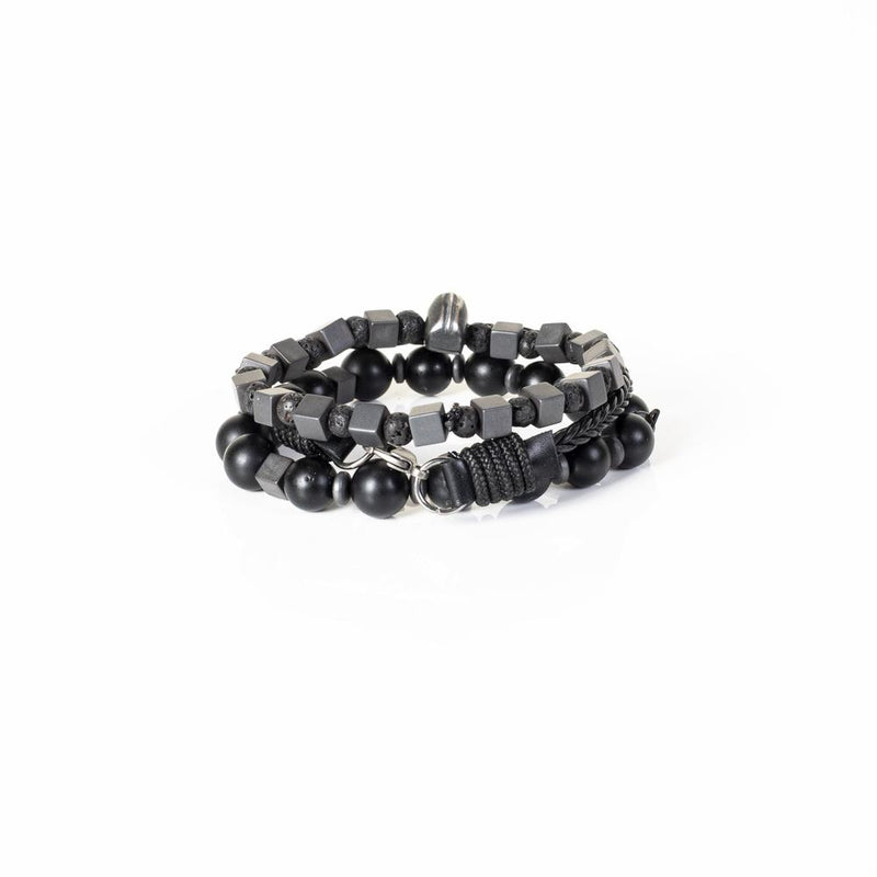 The Skull Beaded Gray Bracelet Set